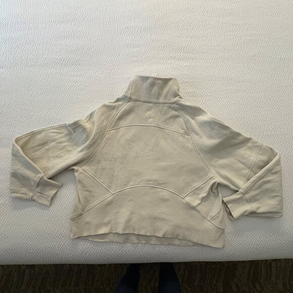 Lululemon Scuba Oversized Funnel Neck Half-Zip Hoodie White Opal M/L Cotton - Picture 6 of 15